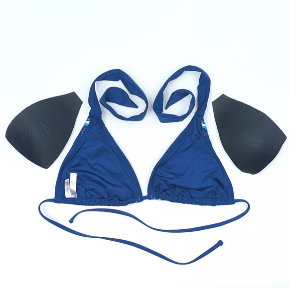 Nanette Lepore 2-Piece Bikini Swimsuit Triangle Top Beaded Costa Del Sol Navy S - Picture 7 of 16